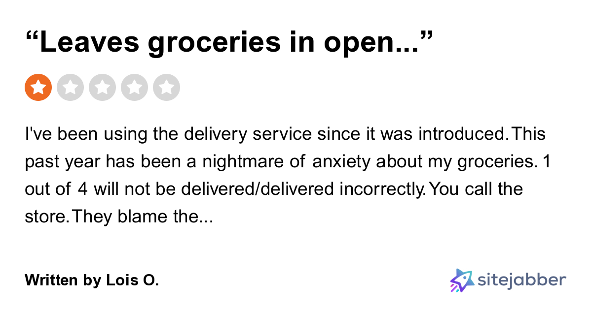 1 Star Review of Walmart Grocery Delivery: “Leaves groceries in open