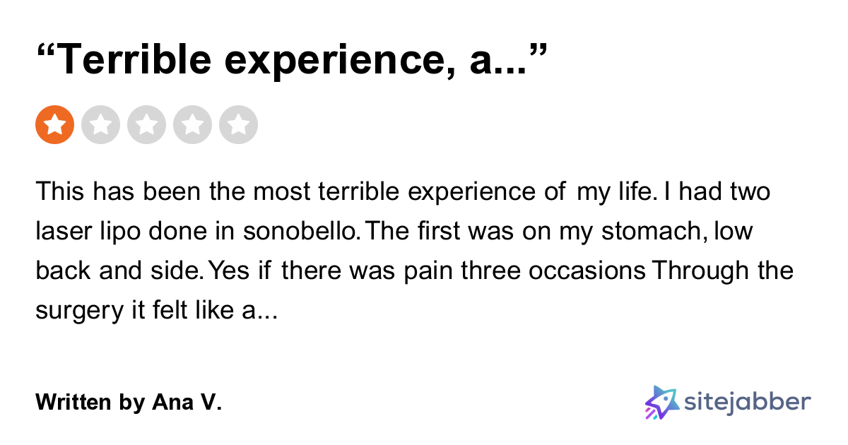 2 Stars Review of Sono Bello “Terrible experience, a nightmare!”