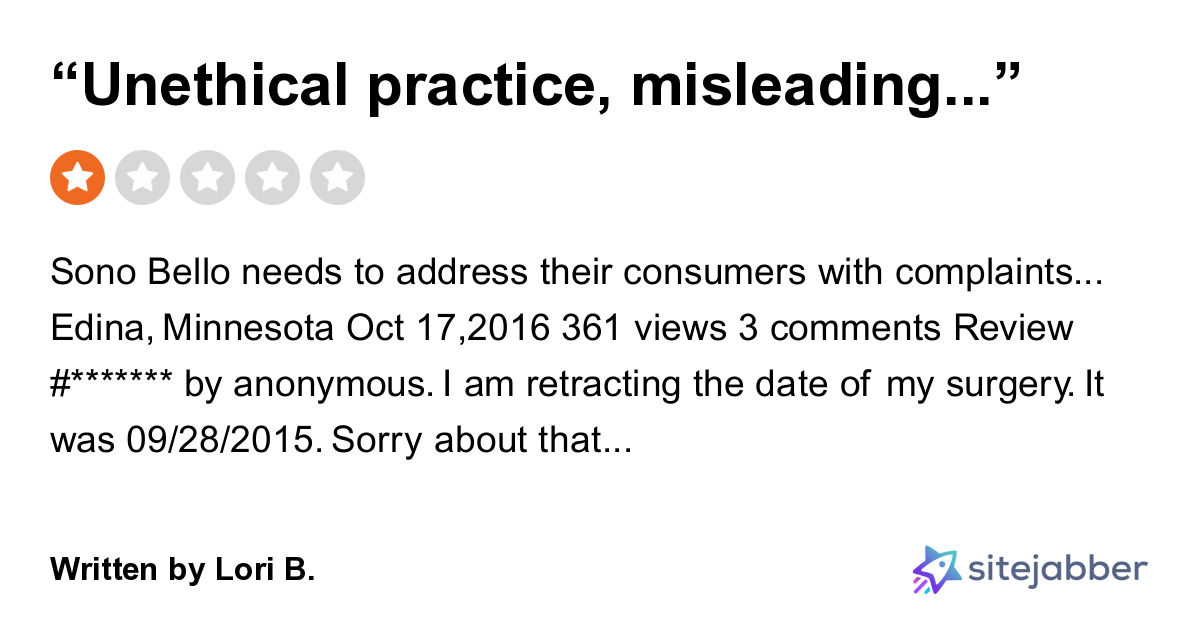 2 Stars Review of Sono Bello Practice, Misleading consumers(02)
